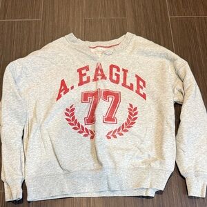 American Eagle Gray Sweatshirt with Red Stitching